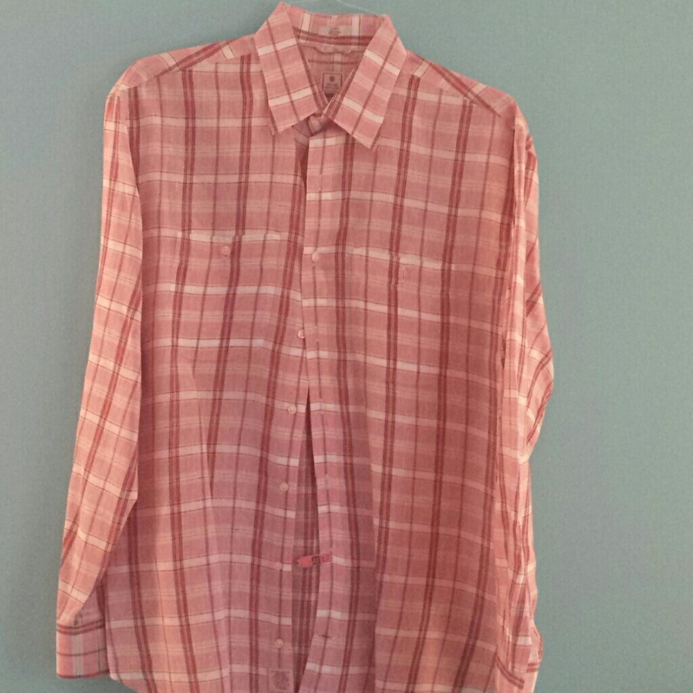 Peter Millar Pink 100% Linen Button Down Shirt